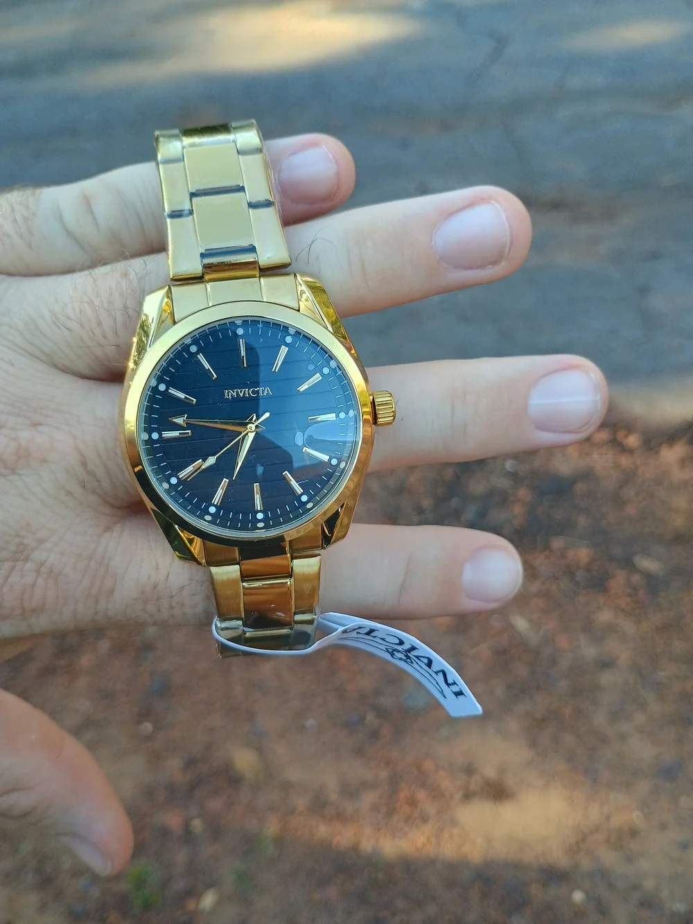 Invicta Men's Gold Tone Black Dial Bracelet Watch